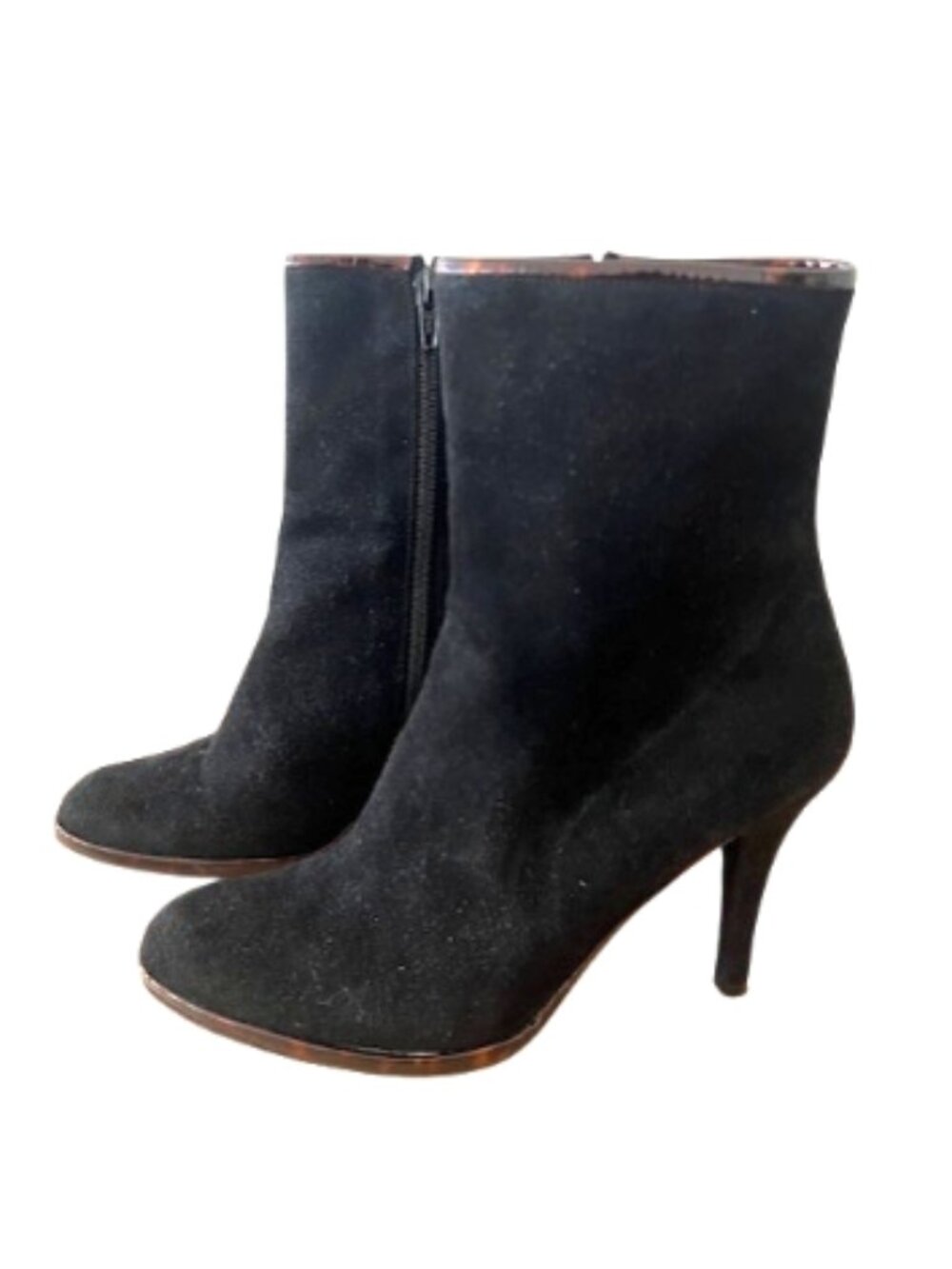 Stuart Weitzman Black Suede Ankle Booties Sz 6.5M Spain Zip 4" Heel
